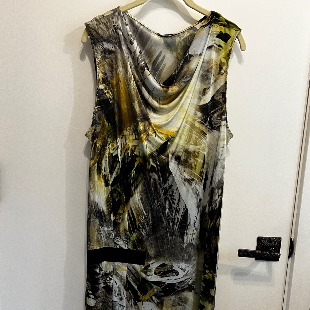 Penny Black Cowel Neck Jersey Multi Colored Print Dress-XL